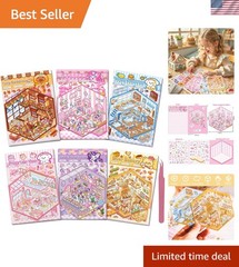 DIY 3D Sticker Scenes for Girls, 6 Sets Make Your Own Mini Room Scene Sticker…