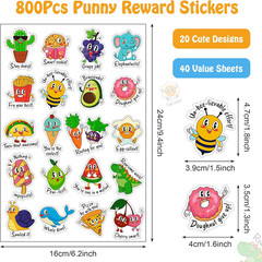 800 Pcs Teacher Pun Stickers for Kids, Classroom Reward Essentials | Funny Motiv