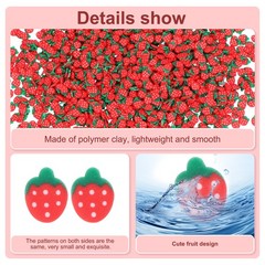 Polymer Clay Slices, 100g Strawberry Cartoon Slice Fruit Art Slices, Red Green