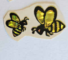 Vtg Bees Yellow and Orange Prism Sticker Lot of 4 Sticca 80s Trimmed 1 inch