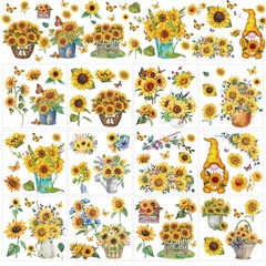 Sunflower Rub on Transfers for Crafts – 12 Sheets 5.9 x inches,