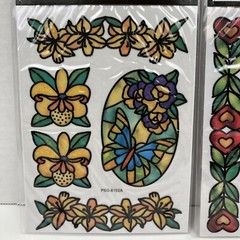 Scrapbook Stickers Faux Stained Glass Flowers Hearts Craft 5 Count Lot Of 2