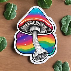Magical Colourful Mushroom Rainbow sticker 3×2”