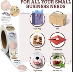 500PCs “Thank You”Stickers Seal Labels Round Seal Sticker Customer Appreciation