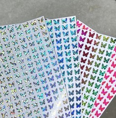 Holographic Sparkle Butterfly Stickers! ~ 0.25 to 1.5 inch ~ 11 Colors