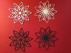 FLOWERS 2 designs die cut embellishments Choose Color 6 pcs 2-3/4″ x 2-3/4”