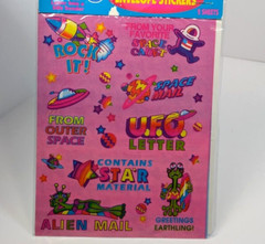 Lisa Frank Silly Senders Envelope Stickers Outer Space Alien UFO Vintage SEALED