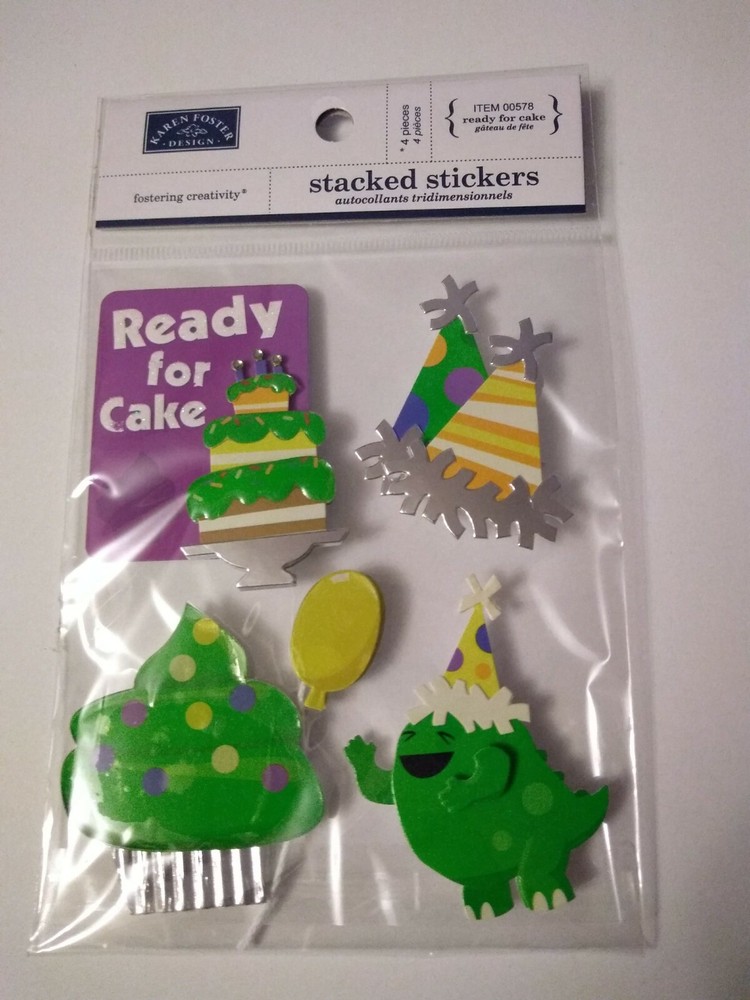 Craft Stickers KF 3D Ready for Cake Birthday Party Hats Monster Cupcake Balloon