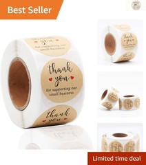 1.5» Thank You for Supporting Our Business Labels – 500 Pack of Kraft Stickers