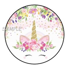 30 Pretty Floral Unicorn Envelope Seals Labels Stickers 1.5″ Round