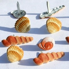 SHELL SCRAPBOOKING DECORATIVE BRADS EYELET OUTLET 8 PCS, 3 DESIGNS