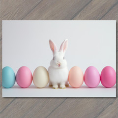 STICKER Baby Bunny Pastel Easter Eggs Minimalist Cute Whimsical Spring Rabbit