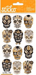 Sticko Silhouette Sugar Skull Stickers 12 pc Skeleton