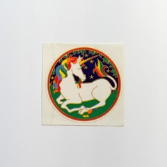 Vintage 1980’s Unicorn Circle Stickers One Sticker Rainbow Hair Red Border