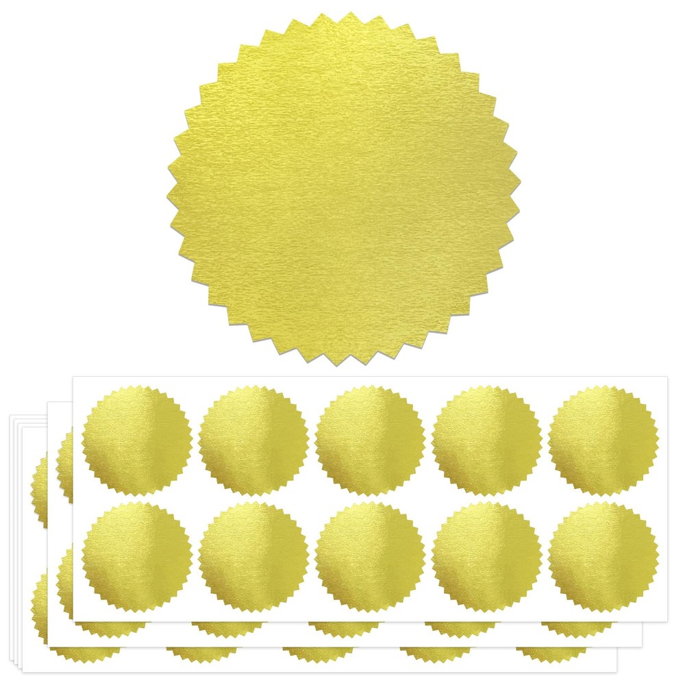 300Pcs Gold Foil Stickers, 2″ Gold Seal Stickers for Certificates, Self-Adhes…