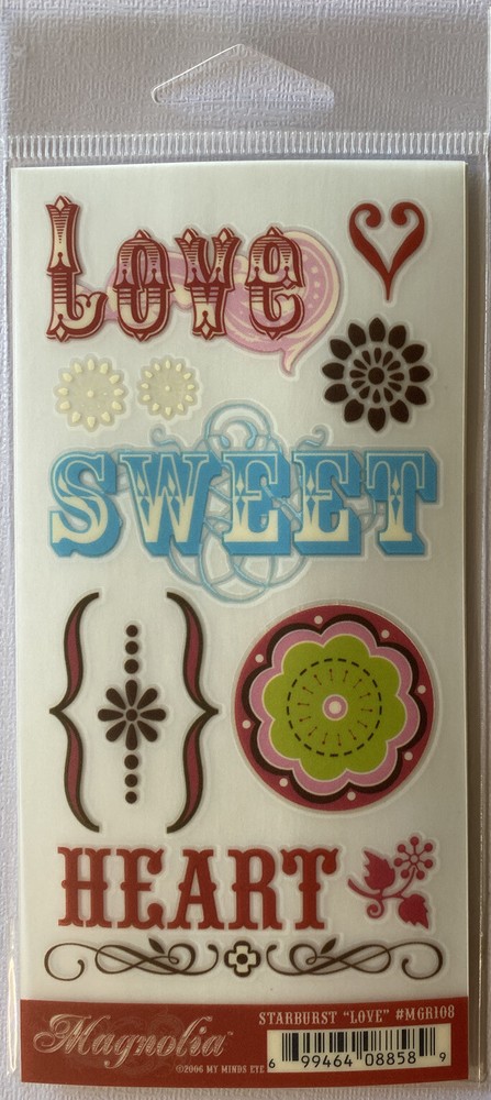 STARBURST LOVE Rub-Ons(3”x6”) MME•Love•Sweet•Heart•Flowers•Brackets •Shapes•Kias