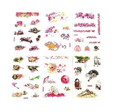 6 Sheets Stickers Washi Japan Sakura Flowers Oriental Scrapbooking Card Making