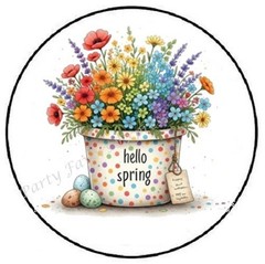 HELLO SPRING COLORFUL FLOWERS ENVELOPE SEALS LABELS STICKERS PARTY FAVORS