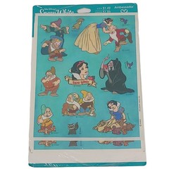 Vintage Hallmark Disney Snow White Stickers 4 Sheets 7 Dwarfs Hallmark Open