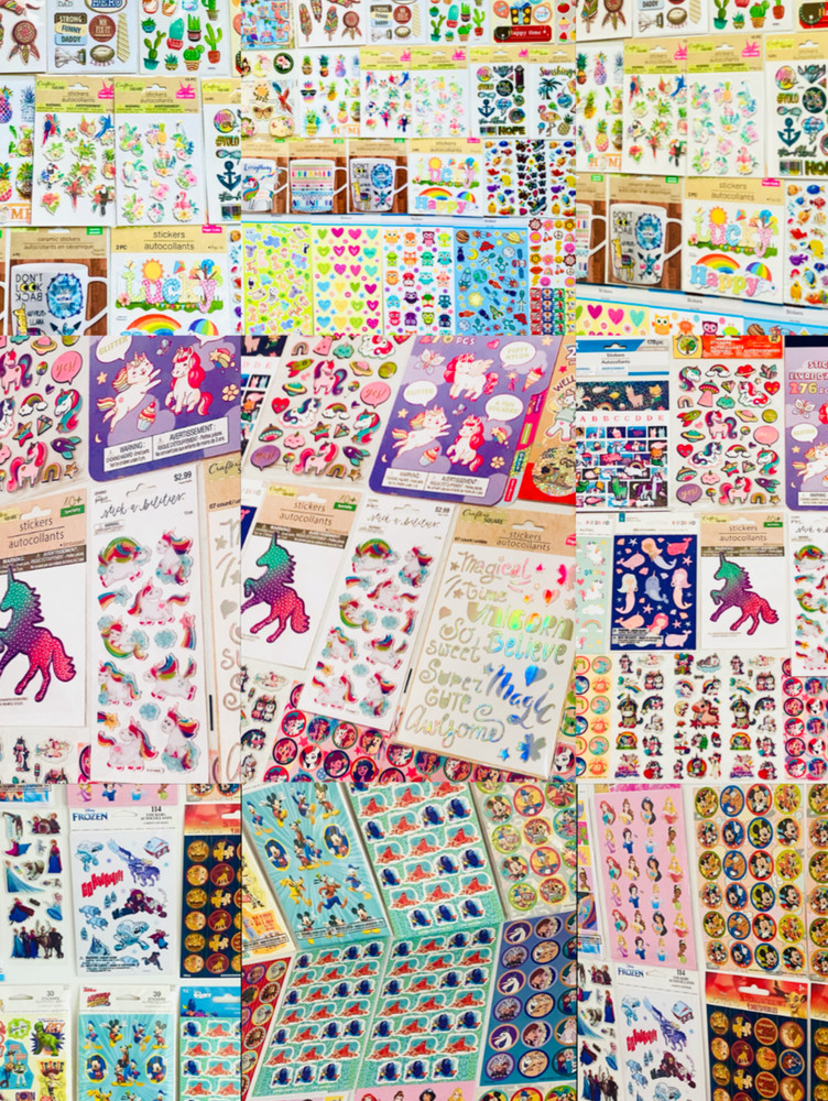 MASSIVE LOT! 5099+ STICKERS! Happy Fun Themed Bright Vibrant Cartoon Characters