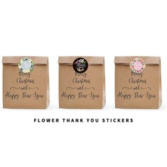 2000x 4 Rolls 1″ Floral Thank You Stickers Round Labels for Small Business Gift