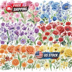 300 Pcs Transparent Flower Stickers for Scrapbooking, Journaling, Crafting