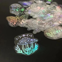 40pc Holographic Celestial Sticker Pack Lot Laptop, Scrapbook, Journaling