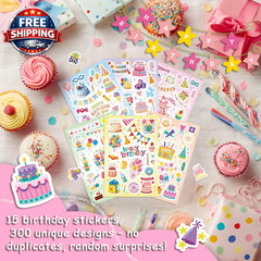 300PCS Happy Birthday Stickers, Birthday Stickers for Kids and Adults, Birthday