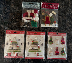 Lot of 5 Jolees Boutique 3D Dimensional Christmas Stickers Mall Santa Suit Trees