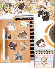 200pcs Cute Cat Stickers For Christmas Or Birthday, Waterproof, Vinyl, Girls/Boy