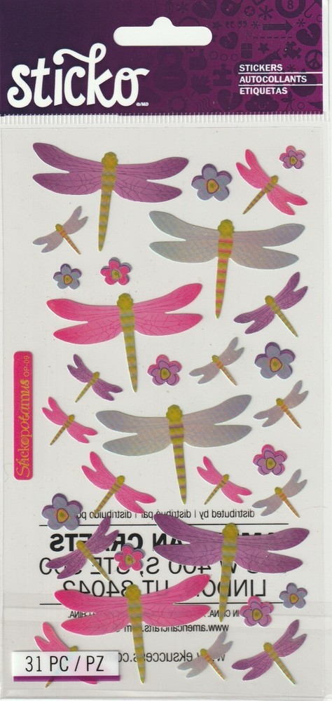 Sticko flat stickers Metallic DRAGONFLIES theme 51236 FAST FREE shipping! WOW!