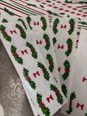 35 Sticker Strip Lot Mrs Grossman’s Christmas Holly Candy Cane Border 1997 Bow