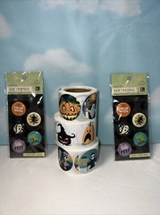 2 Packs Of Halloween Pins 10 Pieces & 3 Rolls Of Halloween Fun Themed Stickers