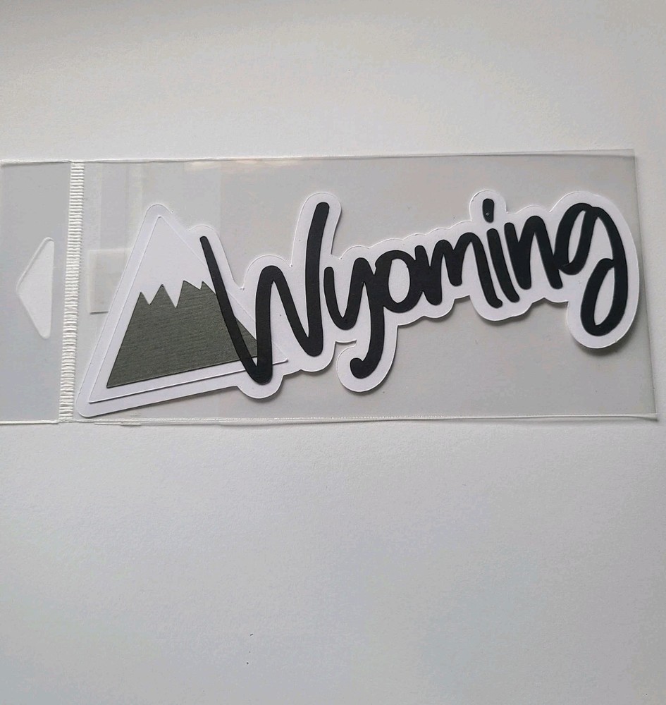 Wyoming U.S. State Mountain Scrapbook Die Cut Black White Gray New Travel