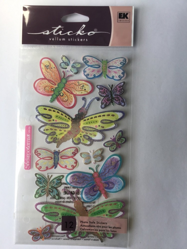Crafts Stickers Sticko Vellum Butterflies Pastel Colors Accents Pink scrapbook
