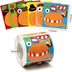 Halloween Pumpkin Stickers Roll 300 Waterproof Vinyl Stickers for Scrapbooking