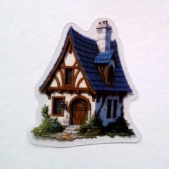 Cottage Style Fairy Tale House Clear Vinyl Decal Sticker Water Resistant Laptop