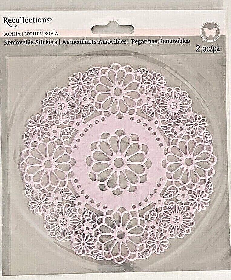 Recollections Sophia Collection LAVENDER 6″ Doilies Removable Stickers – 2 pcs