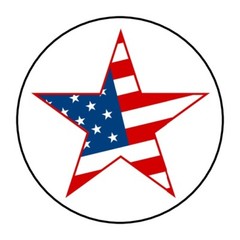 30 Fourth of July Envelope Seals Labels Stickers 1.5″ Round Flag Star