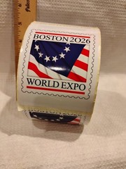 Roll of 100 Stickers World EXPO Exhibition Boston 2026 – 3×4 inch / 76 x 101 mm