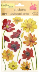 Flowers Flower Bright Yellow Red Orange Stems Crafter’s Square Pop-up Stickers