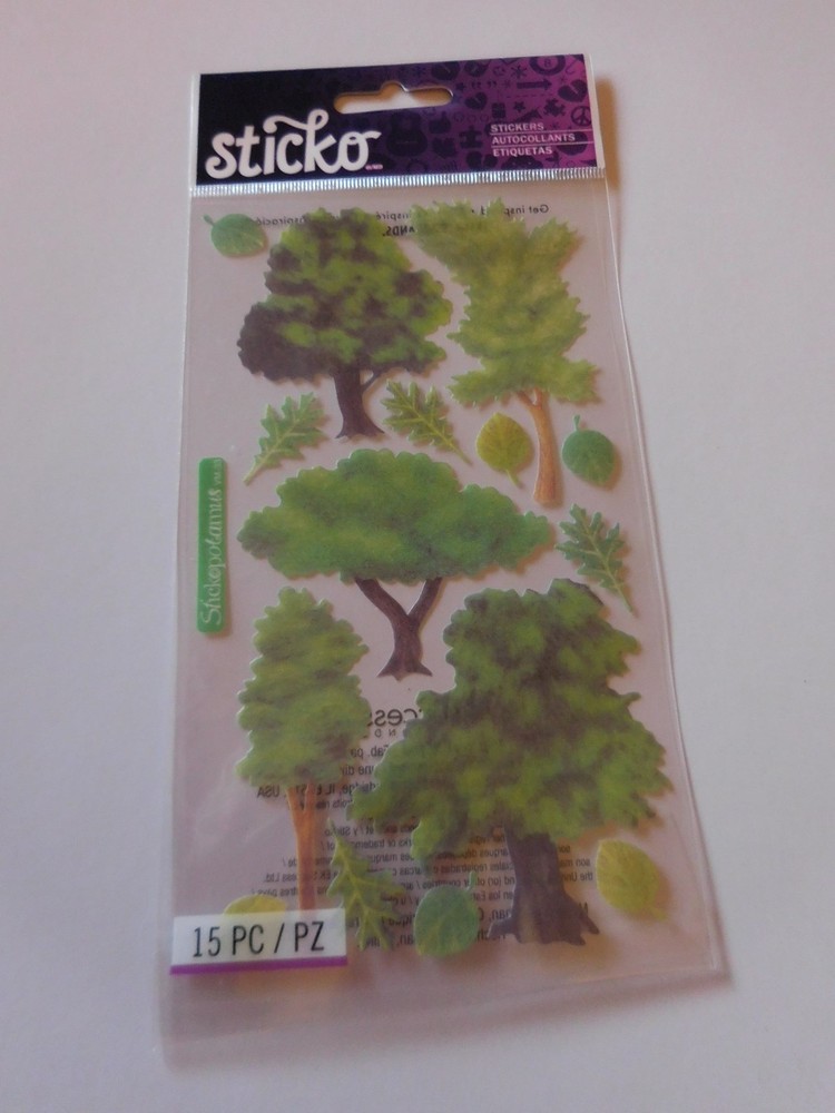 Crafts Stickers Sticko Vellum Green Trees Leaves Wispy Bushy Willow
