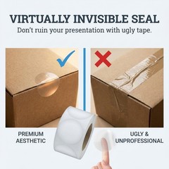 Clear Circle Stickers 1.5 Inch, 1000 Pack Waterproof, Virtually Invisible