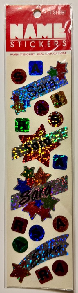 Hambly Studios 1990s Prismatic Name Sticker SARA Metallic Scrapbooking Crafting