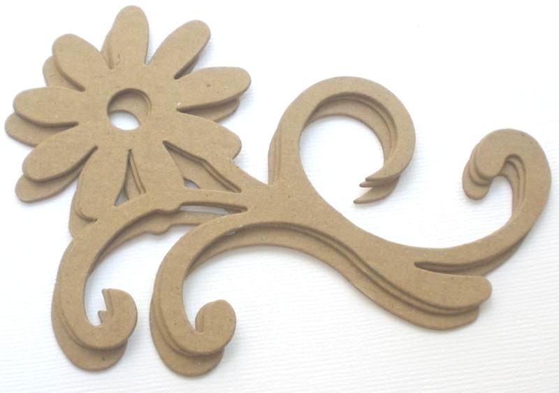 {3} *FLOURiSH FLORAL* Decorative Flower Bare Chipboard Die Cuts – 3 1/4″ x 5.5″