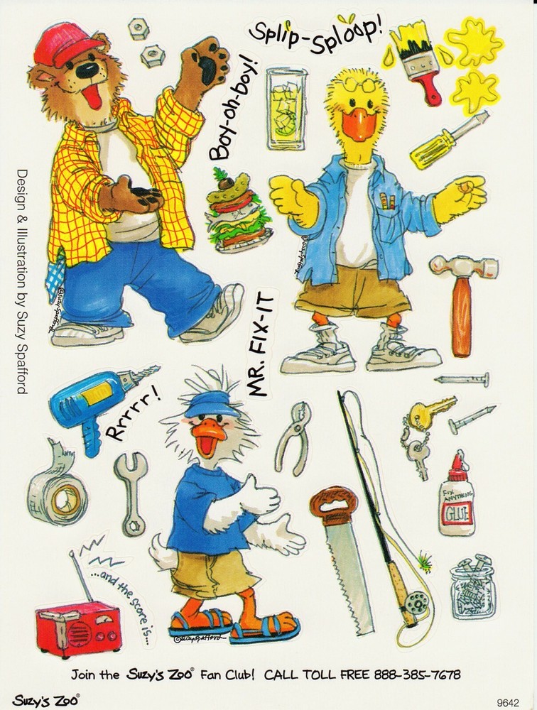 Suzy’s Zoo Scrapbooking Stickers 25 Sheets Mr Fix It Father Dad Tools Hammer DIY