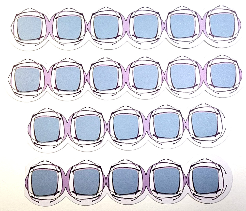 K&Company Sci Fi Funky Squares Cardstock Borders 4pc 6″ Retro Watercolor Pattern