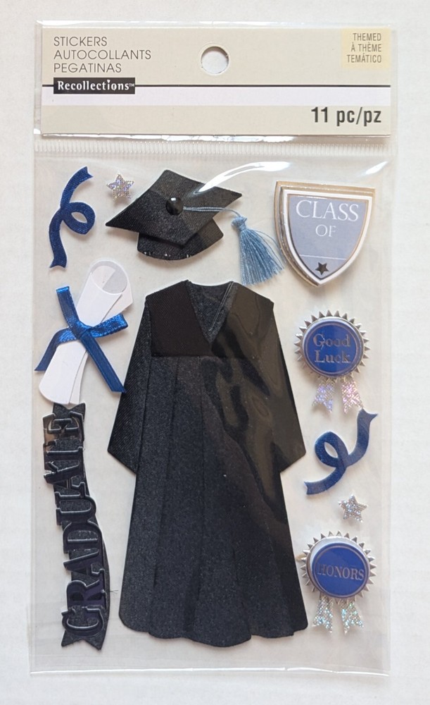 Graduation High School Graduate Black Cap Gown Scrapbook Stickers Recollections