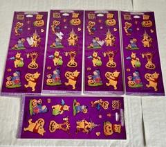 VTG Winnie The Pooh Halloween Glow In The Dark Stickers 2 Sheets x 5 Sealed