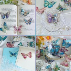 Holographic Butterfly Stickers Bulk – 160Pcs Crystal Glitter Transparent 3D5560